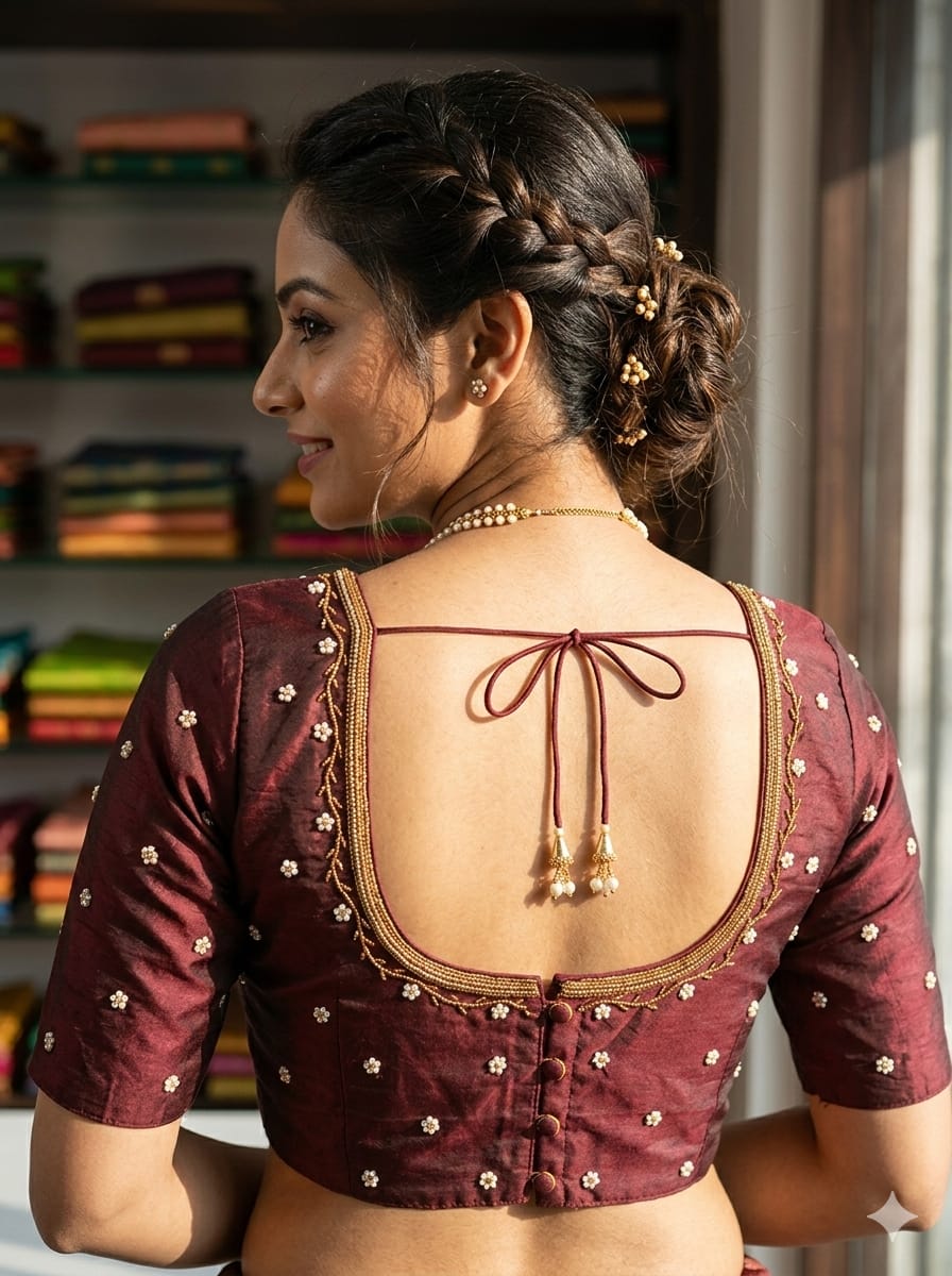 Embroidery And Aari worked unstitched blouse