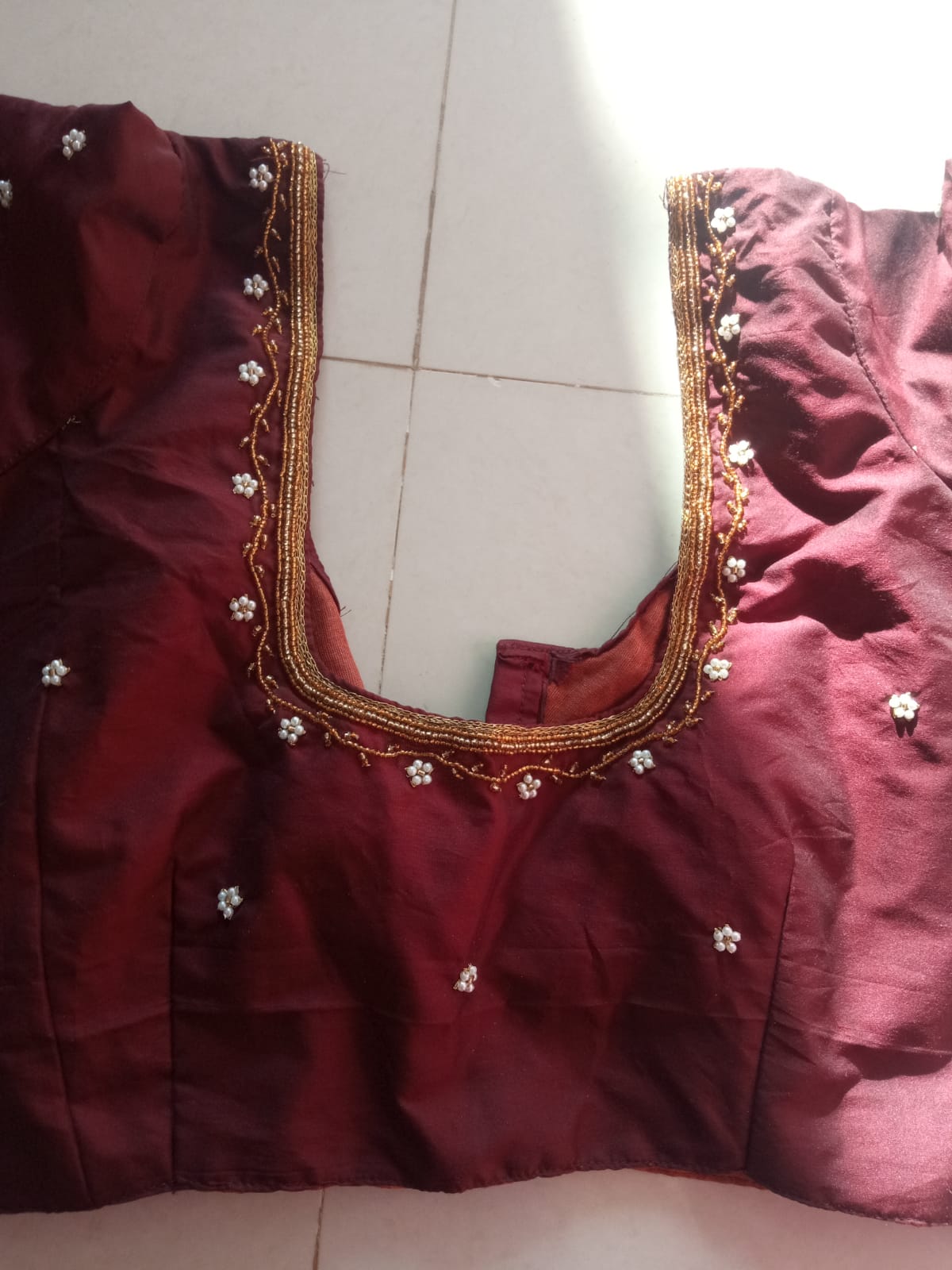 Embroidery And Aari worked unstitched blouse